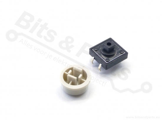 Micro switch push button (make contact) 12x12mm with cap gray